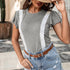 Women's Solid Color Stitching Lace Lace Ruffled Short-sleeved T-shirt